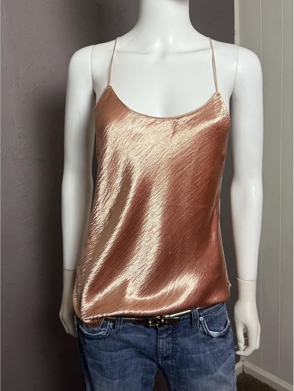 Y2K Rose Gold Satin Camisole Top from Victoria's Secret S-M
